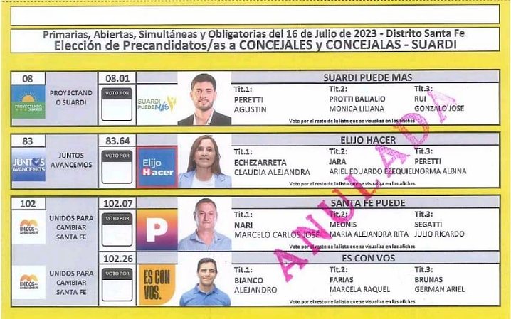 Se conocieron las boletas únicas de concejales y senador