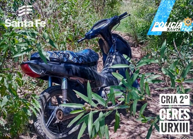 Encontraron abandonada una moto robada en Ceres