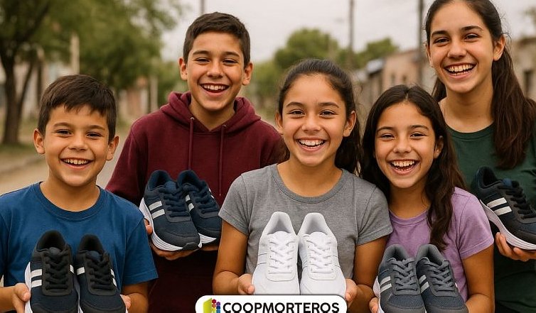 Coopmorteros entregó 54 Becas de zapatillas a estudiantes de Morteros y zona rural
