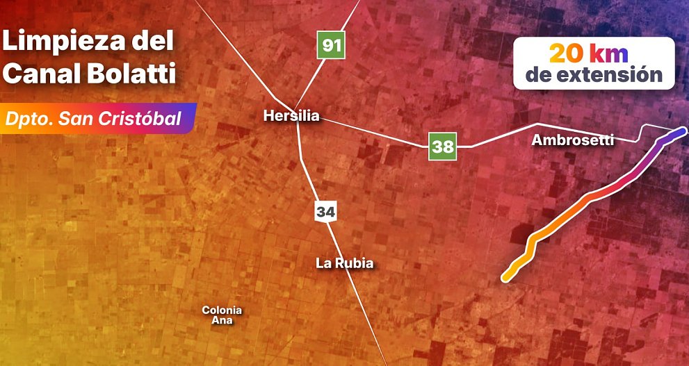 Provincia puso en marcha la limpieza del Canal Bolatti en el departamento San Cristóbal